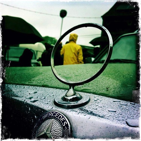 Bullseye on the raincoat. Bullseye on the raincoat.